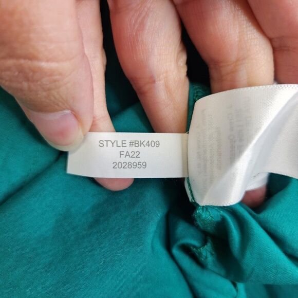 J Crew Top Womens XXL Green Peasant Boho Ruffle Trim Balloon Sleeves Fall 2022 - Picture 11 of 16